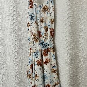Floral Spaghetti Strap Dress- White and Brown